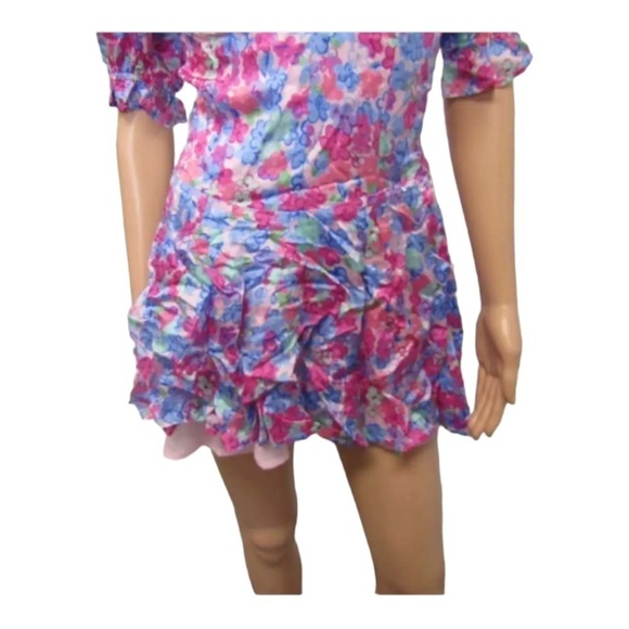 NWT FOR LOVE AND LEMONS Angie Puff Sleeve Corset Mini Dress Pink Floral Small - Picture 12 of 16